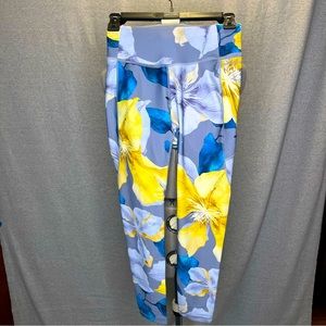 Calia by Carrie Underwood NWT crop leggings flower yellow blue gray small